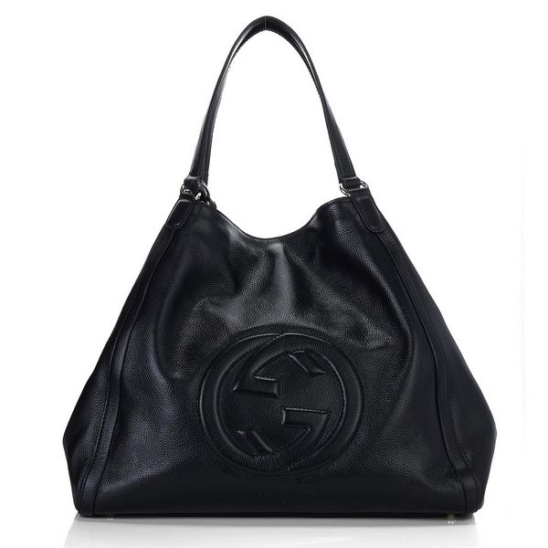 Authentic Gucci Soho Shoulder Bag 282309 Black Leather